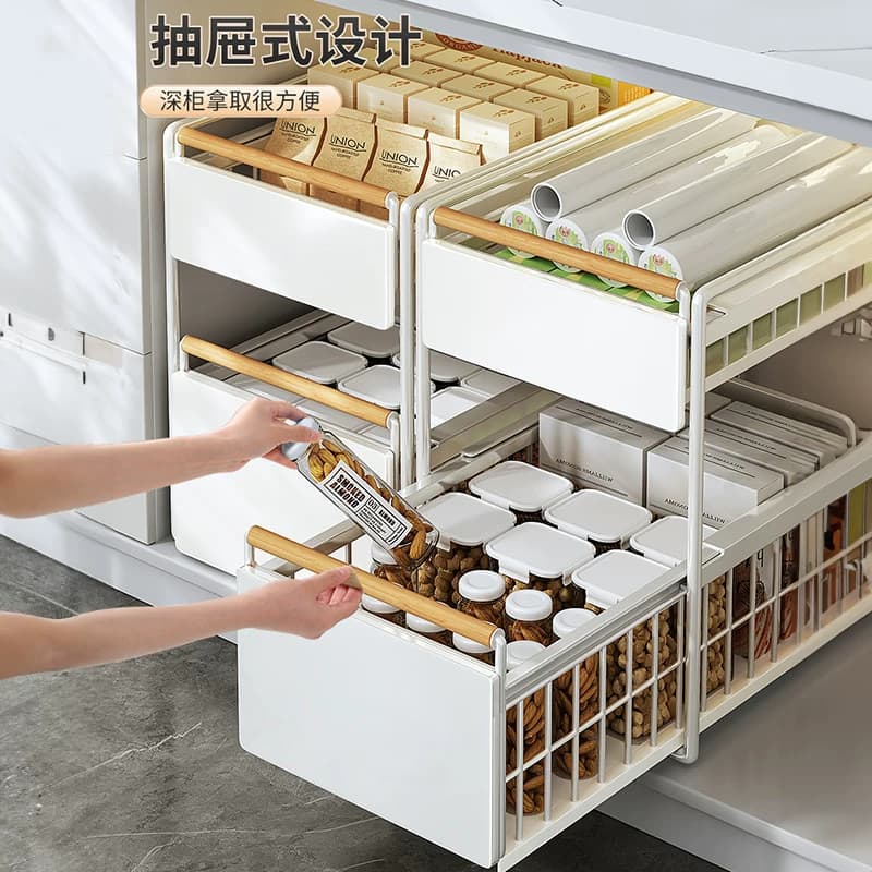 佳帮手超深抽拉置物架厨房调料抽屉式收纳架橱柜拉篮下水槽分层架 - 缩略图2