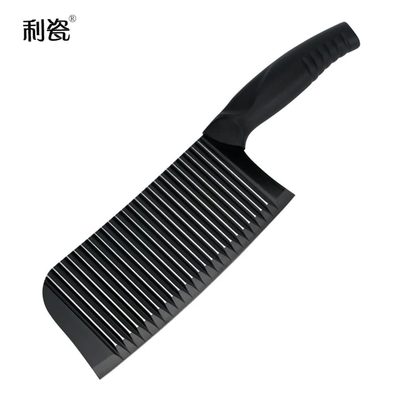 利瓷波浪纹黑色菜刀不锈钢刀切片刀砍骨刀蔬果厨房刀套装时尚刀具 - 缩略图3