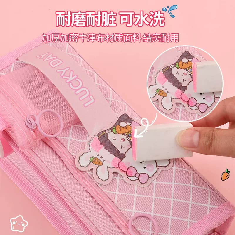 ins风高颜值女生笔袋可爱大容量中小学生多功能双层文具袋铅笔盒 - 缩略图4