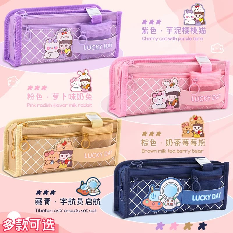 ins风高颜值女生笔袋可爱大容量中小学生多功能双层文具袋铅笔盒 - 缩略图2