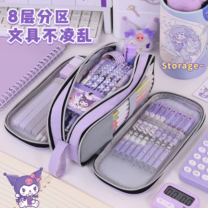 高颜值大容量三层笔袋高颜值简约撞色多功能文具盒中小学生铅笔盒 - 缩略图2