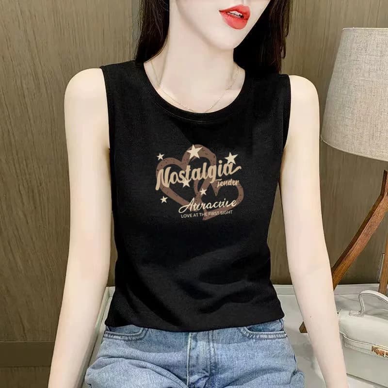 包邮纯棉吊带背心t恤女夏季新款简约百搭宽松遮肉无袖打底衫上衣 - 缩略图2