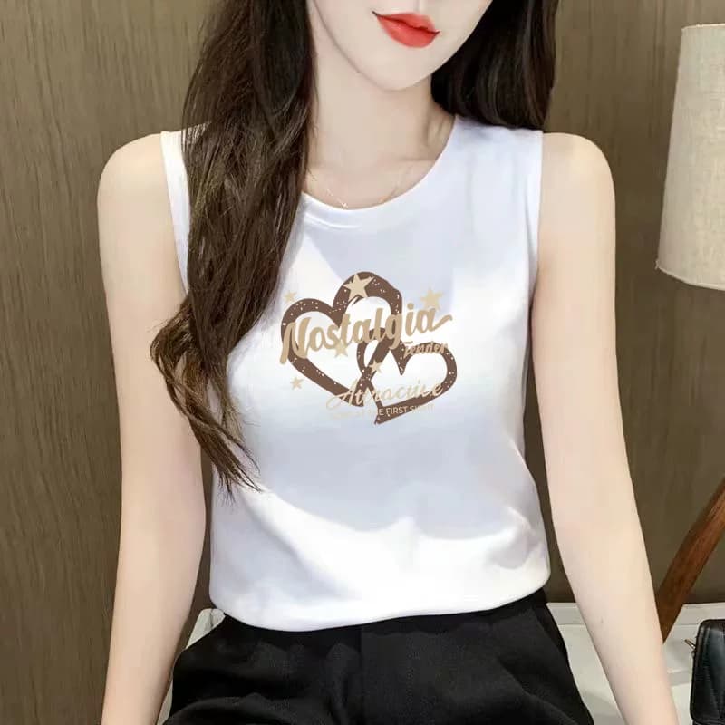 包邮纯棉吊带背心t恤女夏季新款简约百搭宽松遮肉无袖打底衫上衣 - 缩略图5