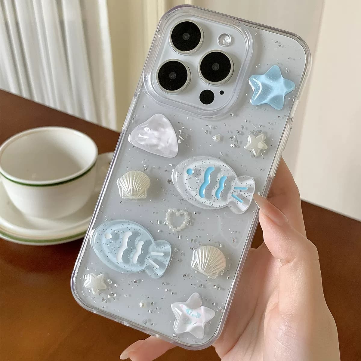 立体小鱼薄荷手机壳适用于OPPOReno16 15c 14 13 12 11 10 9 8滴胶7 6 5银箔FindX9spro 8ultra x7透明保护套 - 缩略图2