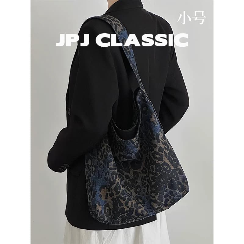 jpjclassic新品牛仔布豹纹托特包大容量软包通勤包妈咪腋下包 - 缩略图3