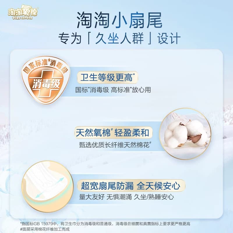 【淘宝百亿补贴直播间】淘淘氧棉天山白小扇尾消毒级卫生巾 - 缩略图4