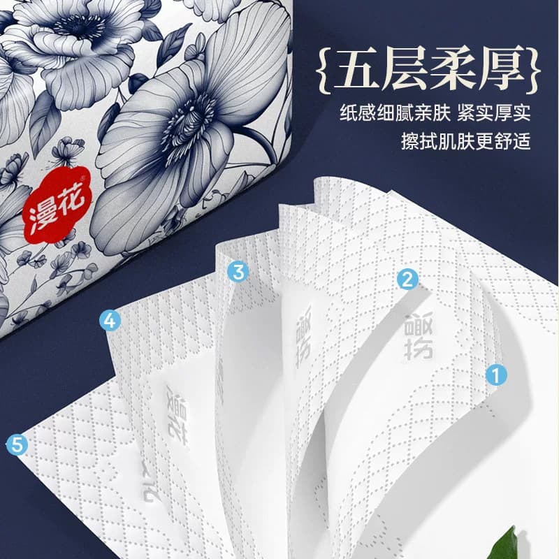 漫花抽纸中国风系列家用纸巾整箱餐巾纸大包卫生纸原木加厚面巾纸 - 缩略图4