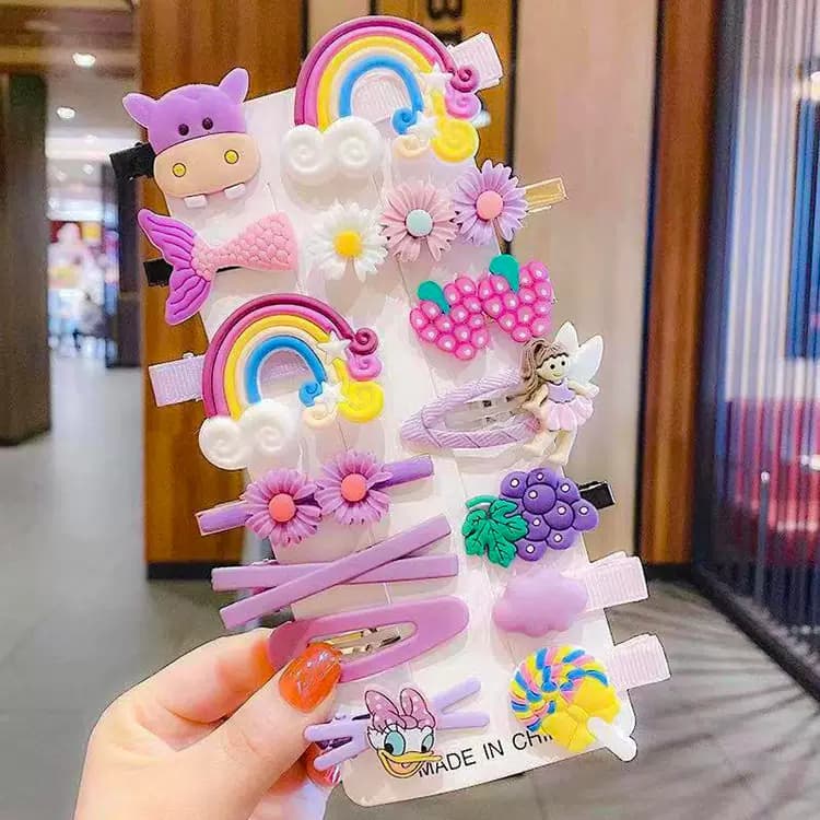 网红新款宝宝公主糖果色发饰14件套可爱花朵动物发卡儿童发夹套装 - 缩略图4