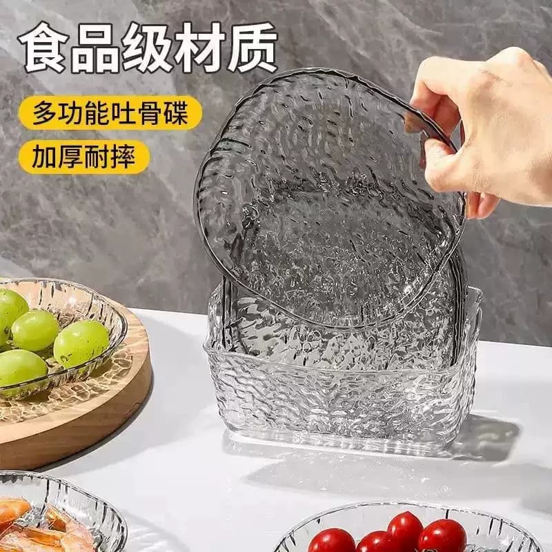 轻奢家用冰川纹吐骨碟餐桌垃圾骨头盘子菜碟装水果零食易洗塑料 - 缩略图2