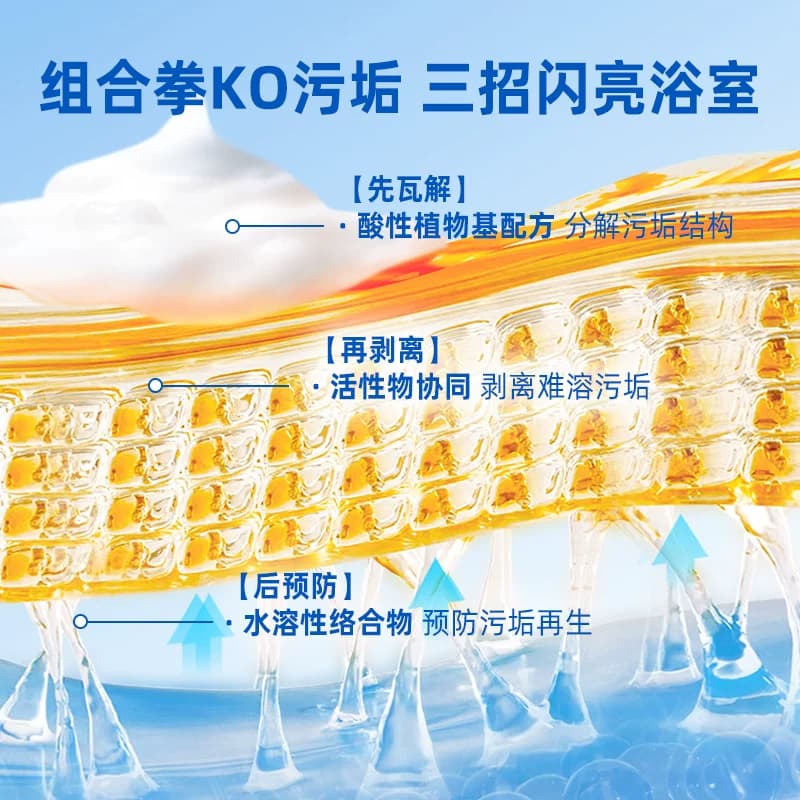 水卫士浴室清洁剂玻璃除水垢卫生间龙头清洗剂厕所地板砖去污除菌 - 缩略图3