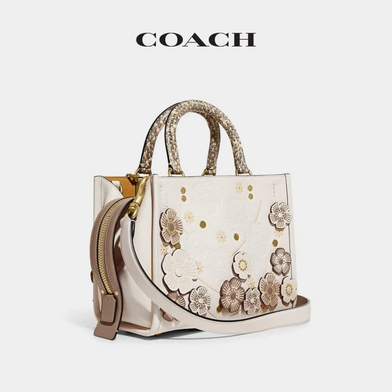 COACH/蔻驰女士拼色茶玫瑰图案ROGUE25号手提包斜挎包 - 缩略图3