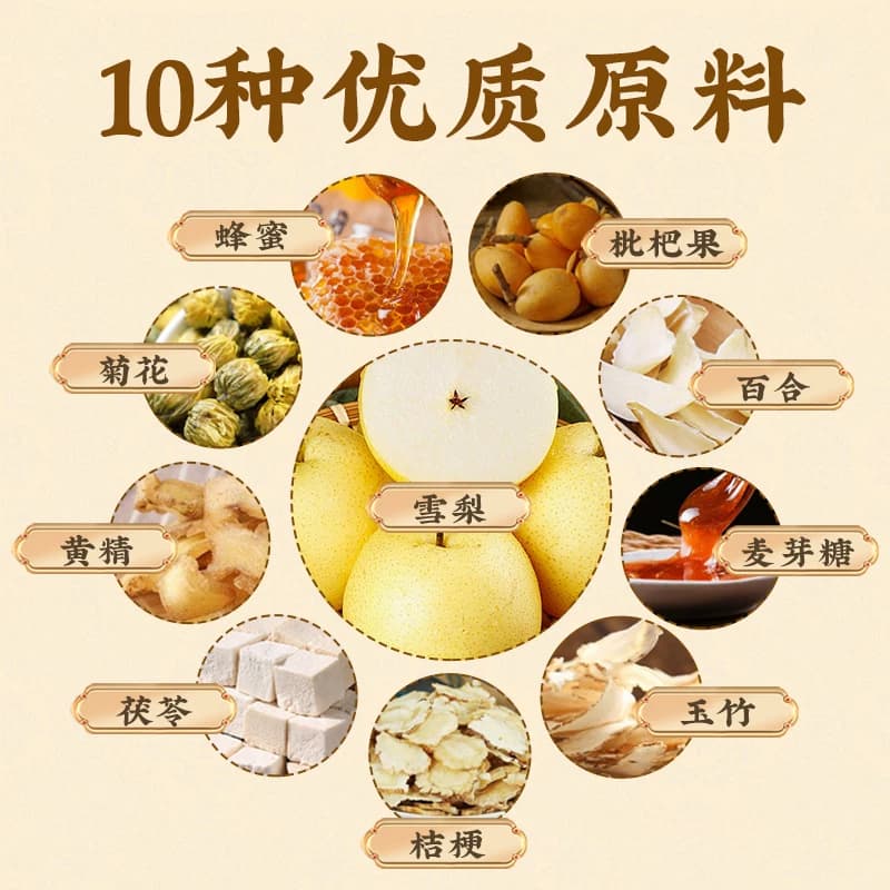 北京同仁堂秋梨膏枇杷果玉竹黄精儿童成人无添加有痰咳嗽泡水煮 - 缩略图4