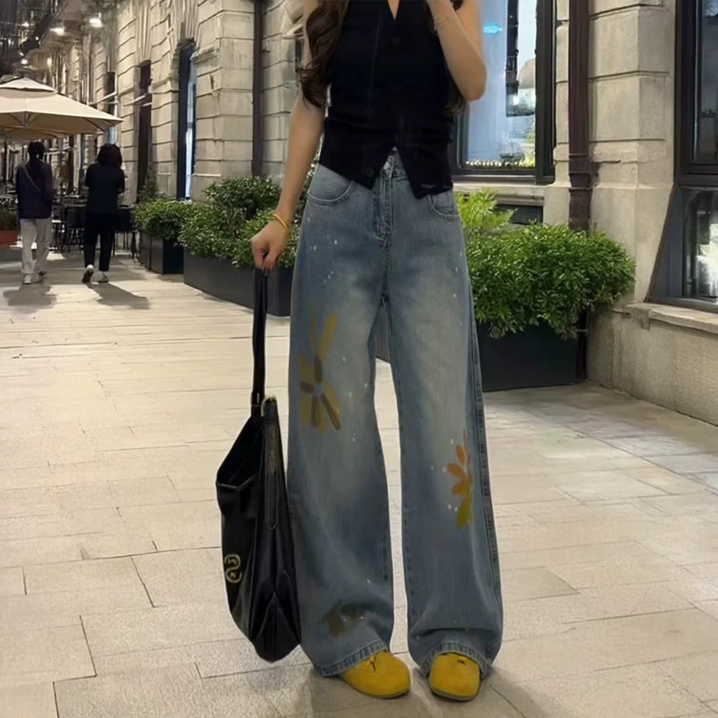 2026秋冬休闲阔腿牛仔裤女薄款宽松小个子高腰显瘦直筒拖地裤蓝色 - 缩略图4