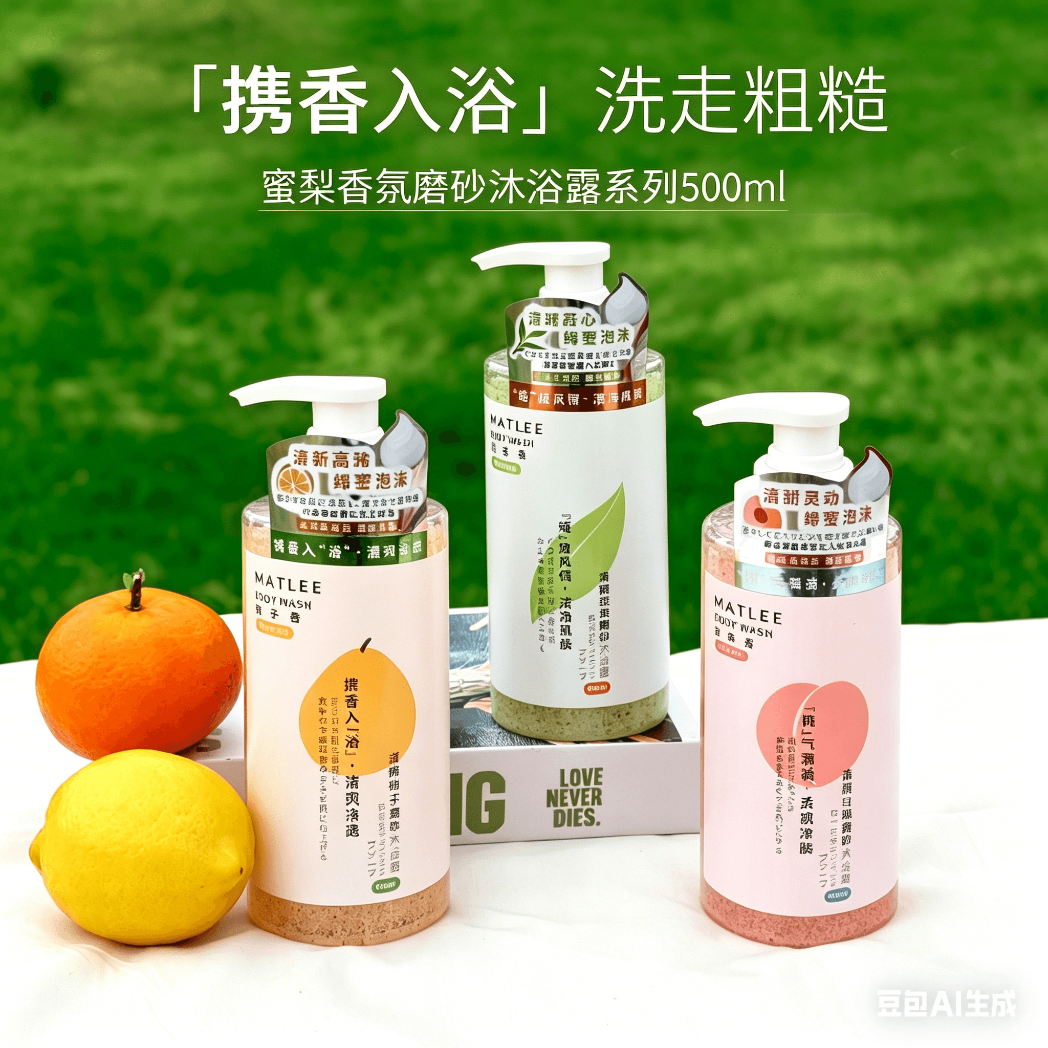 MATLEE/蜜梨清新香氛白桃柚子绿茶芬香清洁保湿磨砂留香沐浴露 - 缩略图5