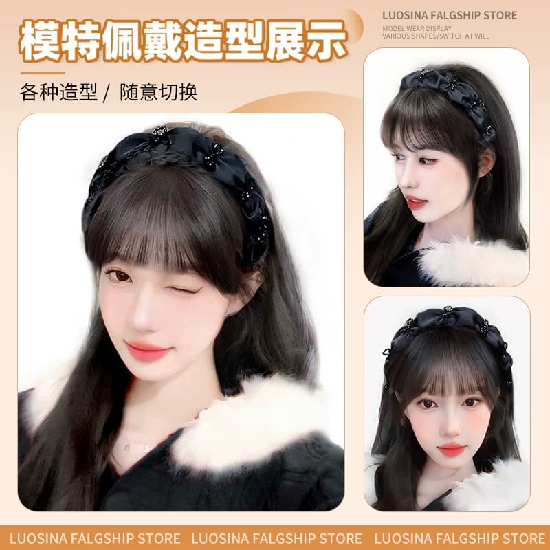 发箍假发一体女全真发3D刘海自然轻薄遮白发头顶补发增发量假发片 - 缩略图5