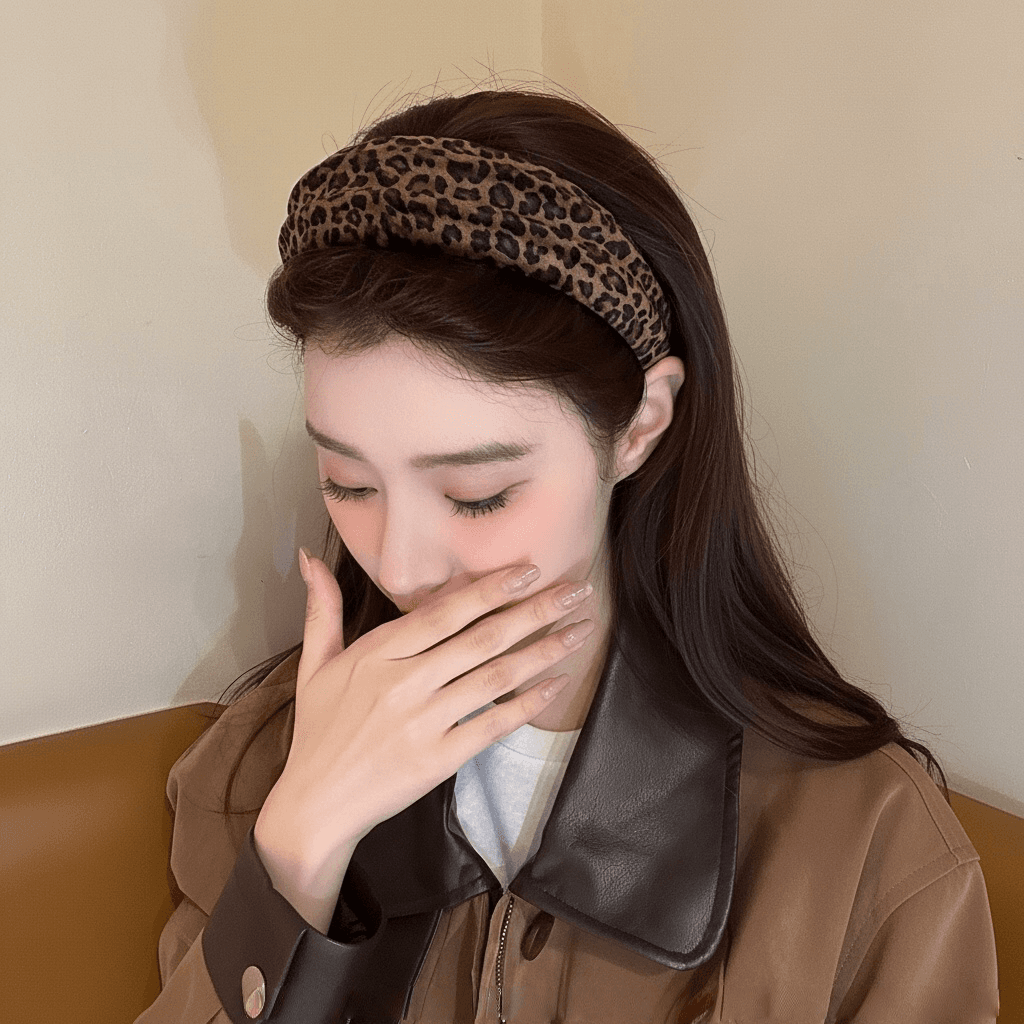 韩系复古豹纹宽边发箍女高颅顶头箍发卡日常外戴发饰洗脸压发头饰 - 缩略图5