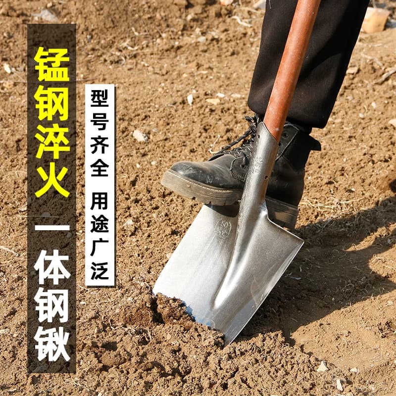 锰钢铁锹家用铲子挖土铁铲工地尖头铁锨铲雪锹户外清雪工具农具锹 - 缩略图2