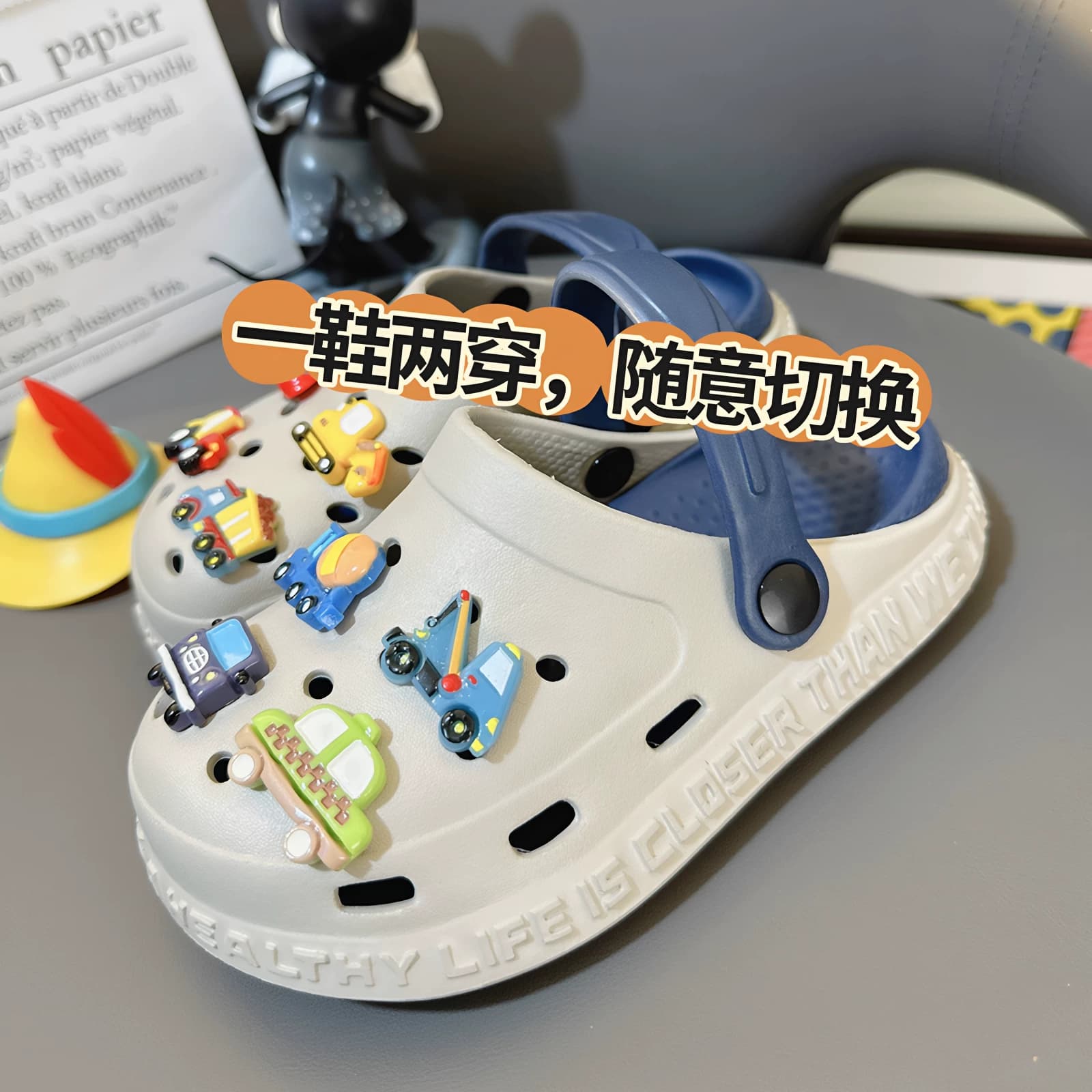 男童小汽车洞洞鞋eva材质防滑夏季外穿时尚儿童户外游泳夏天拖鞋 - 缩略图3
