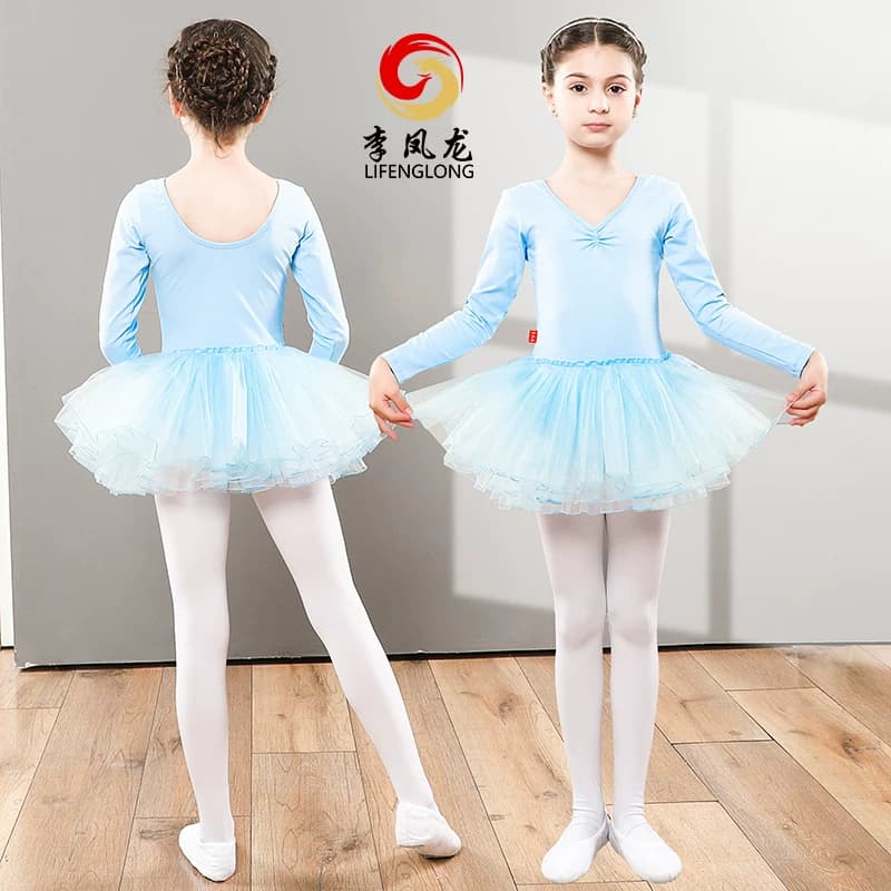 舞蹈服儿童女练功服春秋长袖芭蕾舞蹈裙女童女孩幼儿跳中国舞服装 - 缩略图2
