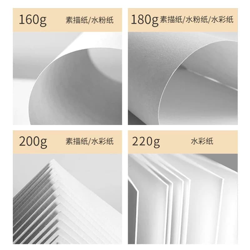 8k素描纸4K四开美术生专用水粉纸速写纸水彩纸画纸绘画纸160g八开考试画画纸彩铅8开4开儿童美术专用纸白色 - 缩略图4