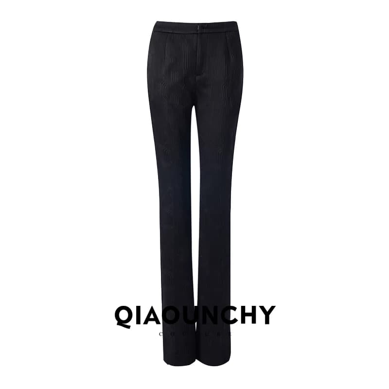 意大利高弹提花 QIAOUNCHY俏云曦｜好版型精致提花微喇修身西裤女 - 缩略图5