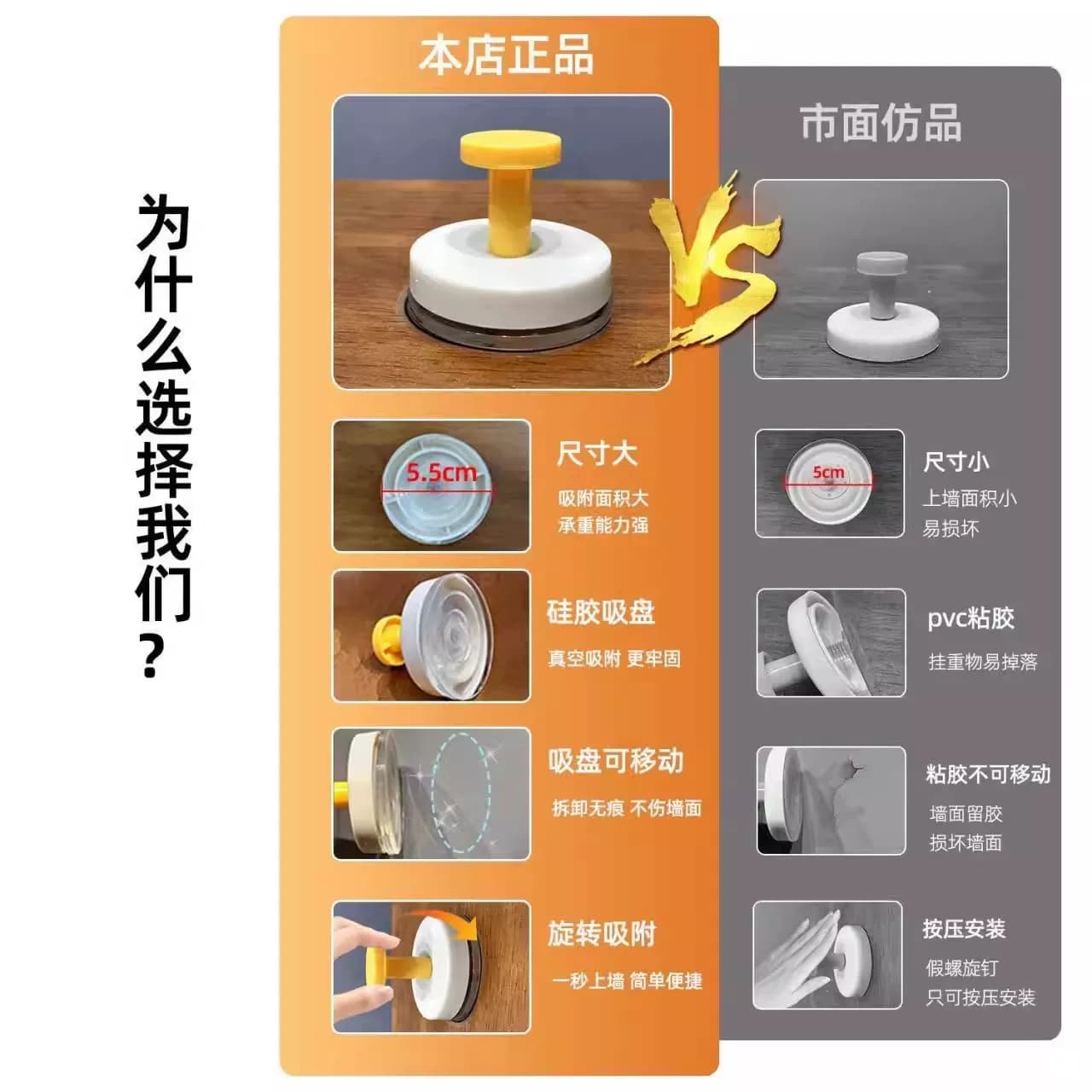 多巴胺吸盘挂钩玄关挂钩承重力强粘胶免打孔入户门口放钥匙神器 - 缩略图5