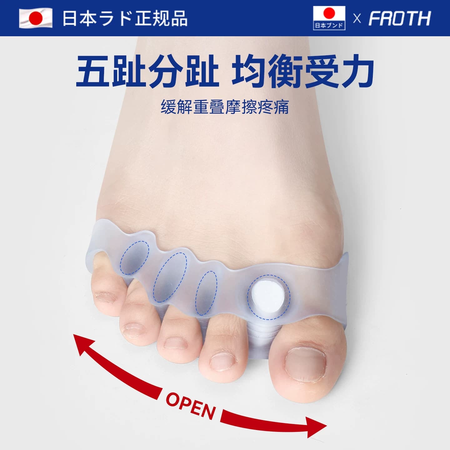 日本脚趾矫正器拇指外翻分趾器男女可穿鞋防磨纠正大脚骨突出神器 - 缩略图3