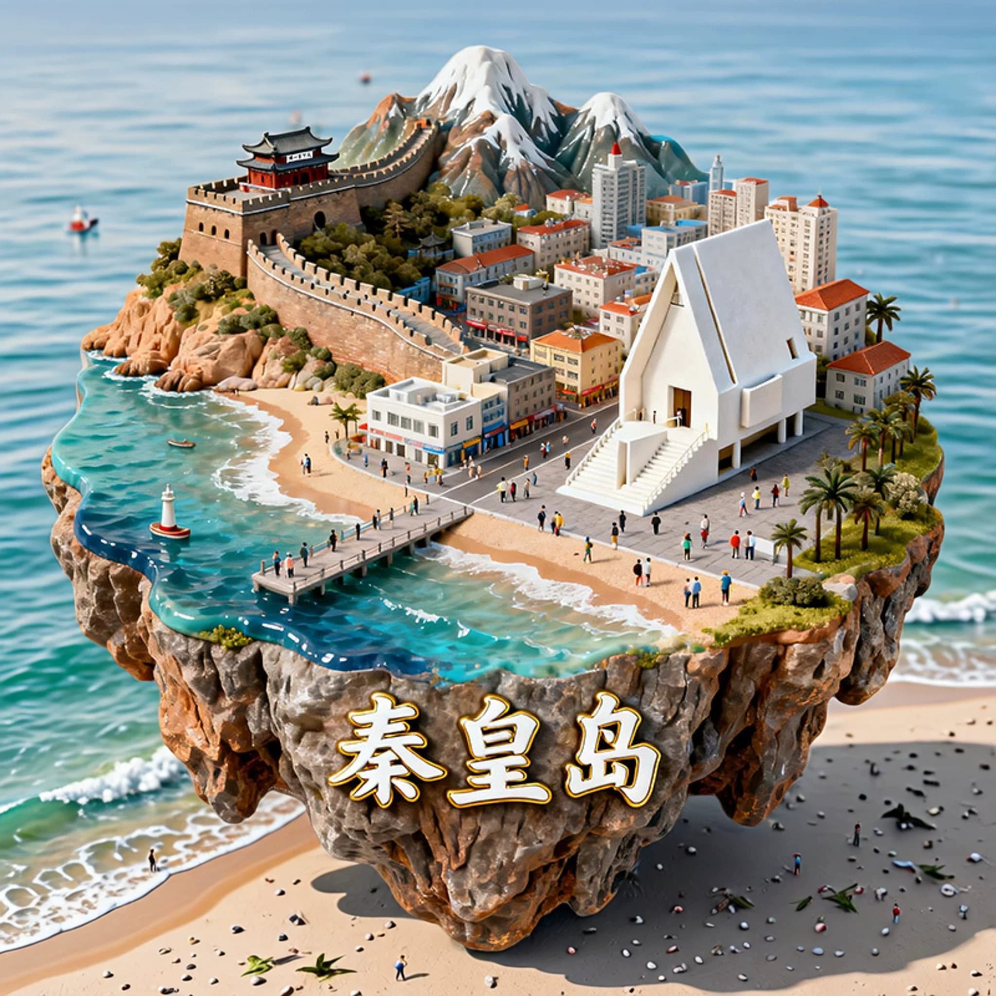 秦皇岛3D立体创意金属冰箱贴城市建筑风景装饰磁贴纪念品伴手礼品 - 缩略图5