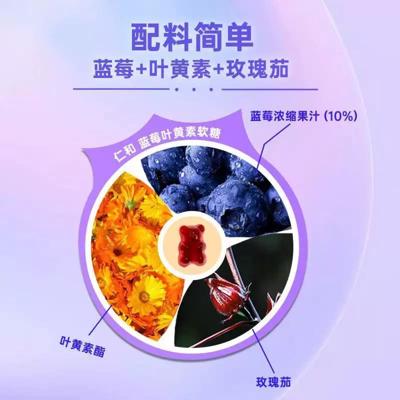 仁和蓝莓叶黄素酯果汁软糖压片糖果成人儿童中老年人健康糖果正品 - 缩略图4