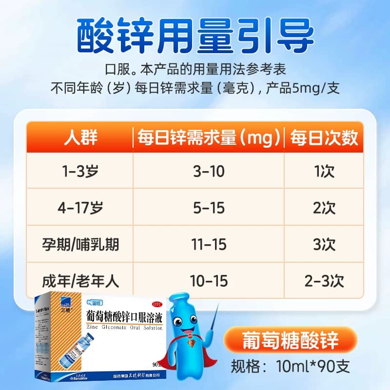 哈药三精蓝瓶葡萄糖酸锌口服溶液成人儿童补锌剂非钙铁锌口服液 - 缩略图5