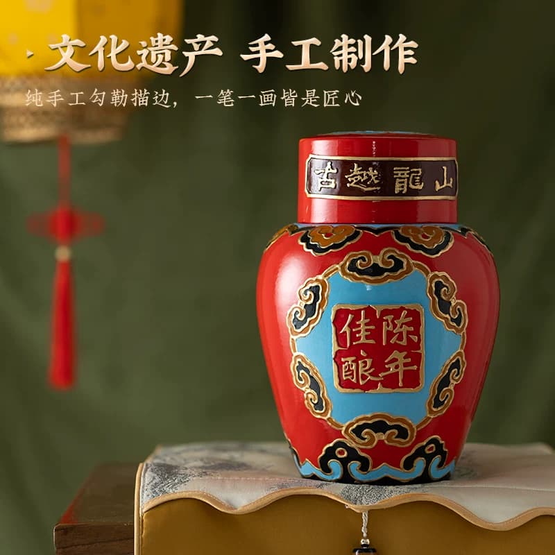 古越龙山工艺浮雕女儿红周岁满月百日封酒礼盒5斤定制状元红花雕 - 缩略图4
