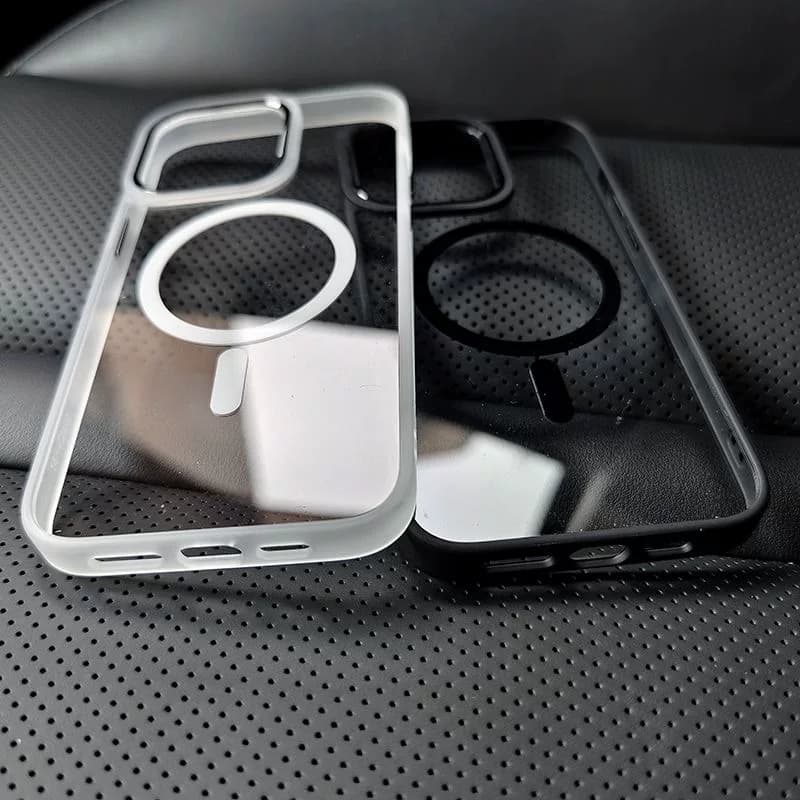 高档17磁吸16plus适用苹果14ProMax手机壳iPhone13透明黑边Magsafe简约12保护套15防摔11亚克力XR硬底8软白色 - 缩略图4