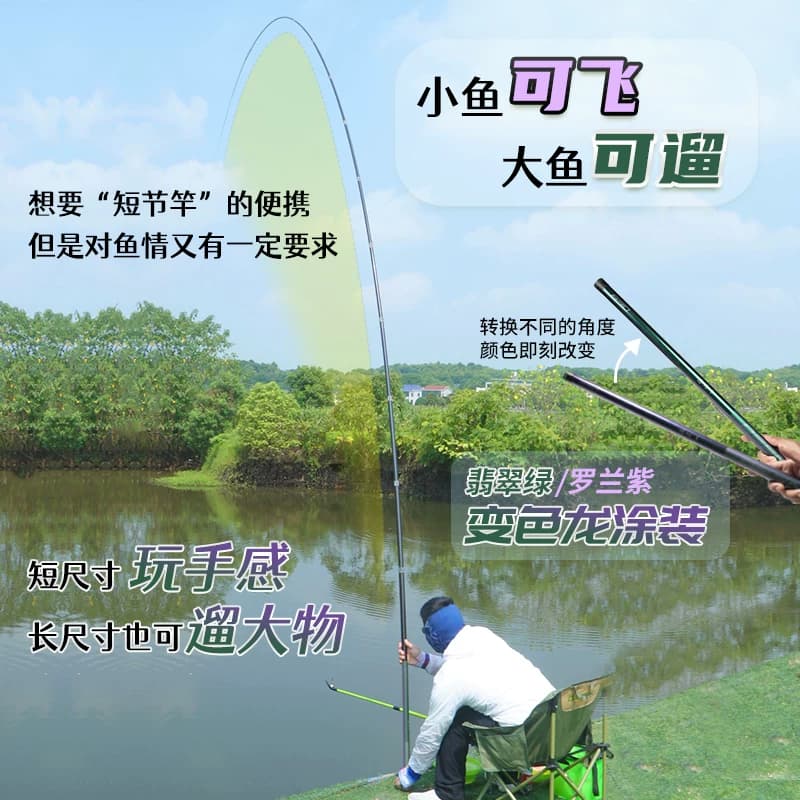 德森短节台钓竿湖库大综合超轻超硬28偏19调6h碳素鱼竿便携手杆 - 缩略图5