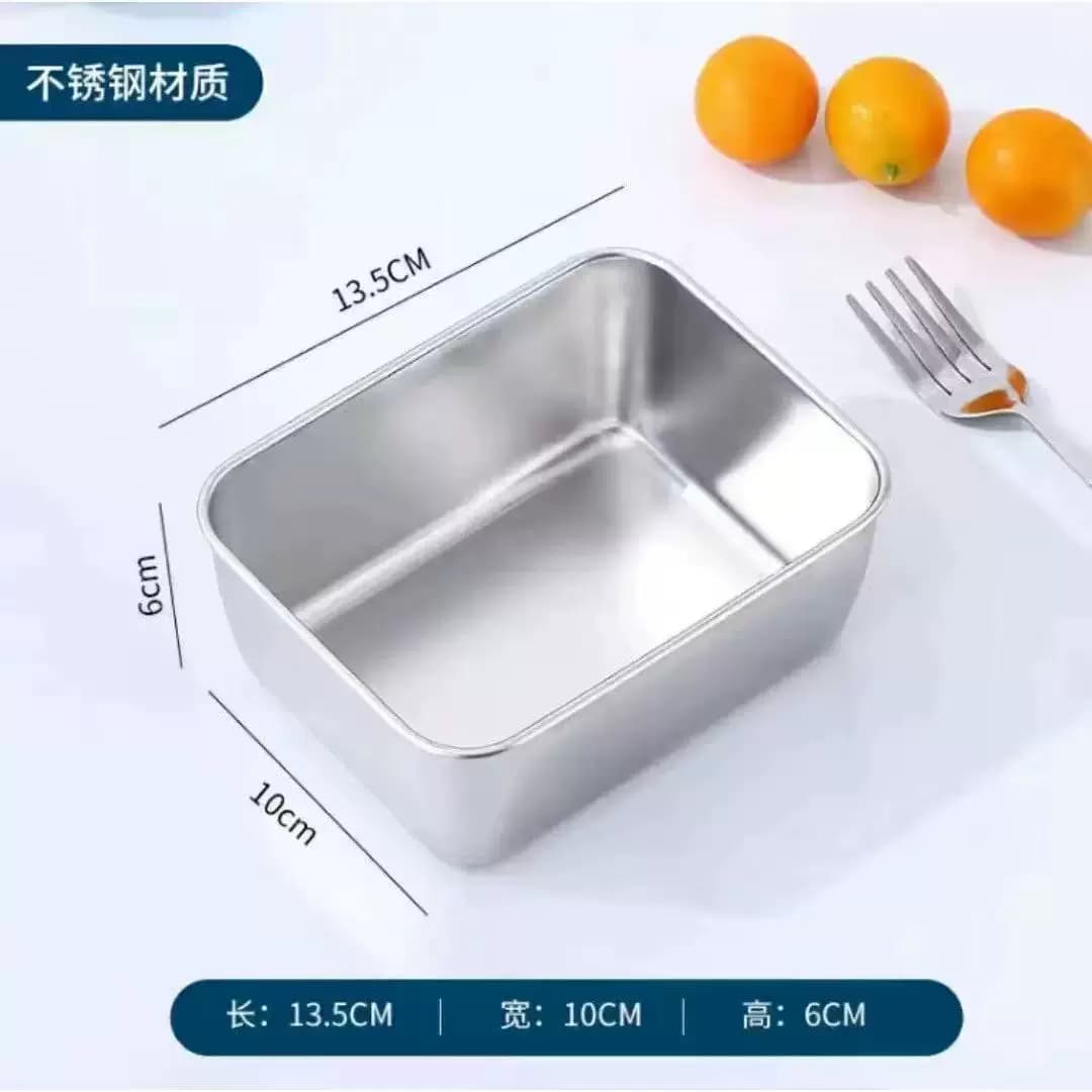 【冰箱收纳】不锈钢保鲜盒带盖方盘冰箱收纳盒盘子野餐盒饺子方盒 - 缩略图5