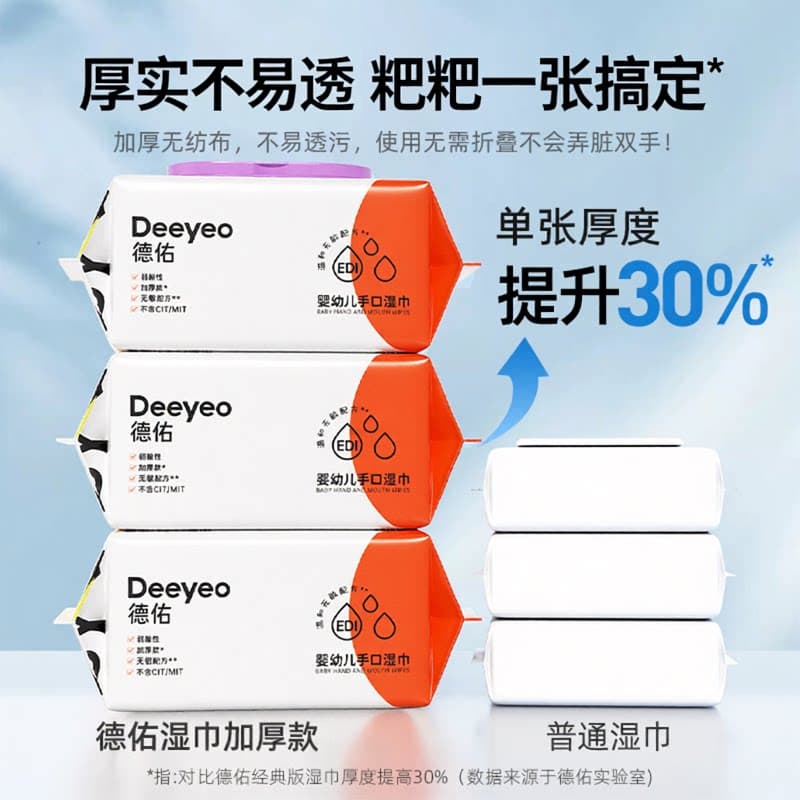 德佑婴儿湿巾加厚款手口屁专用幼儿童清洁湿巾家庭实惠大包装80抽 - 缩略图3