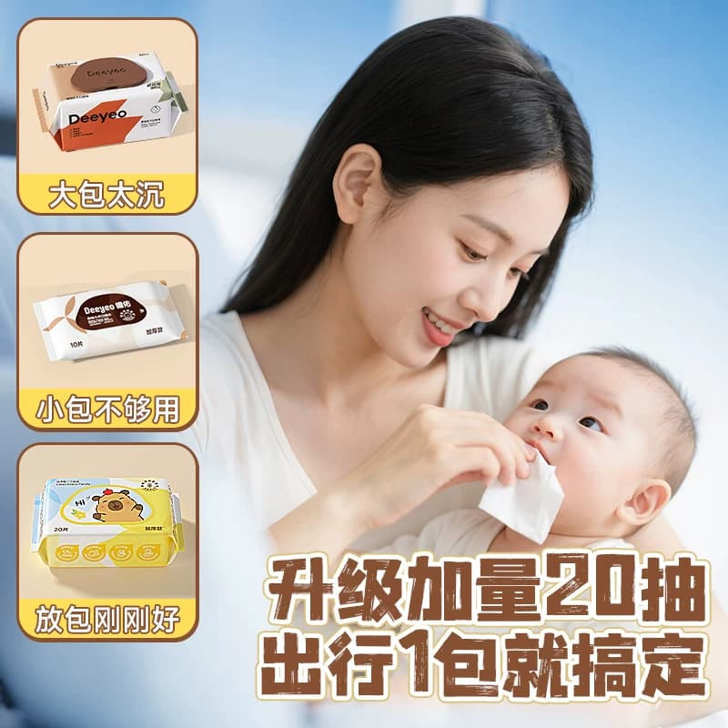 德佑婴儿湿巾便携小包卡皮巴拉小学生湿纸巾手口屁专用幼儿园20抽 - 缩略图2
