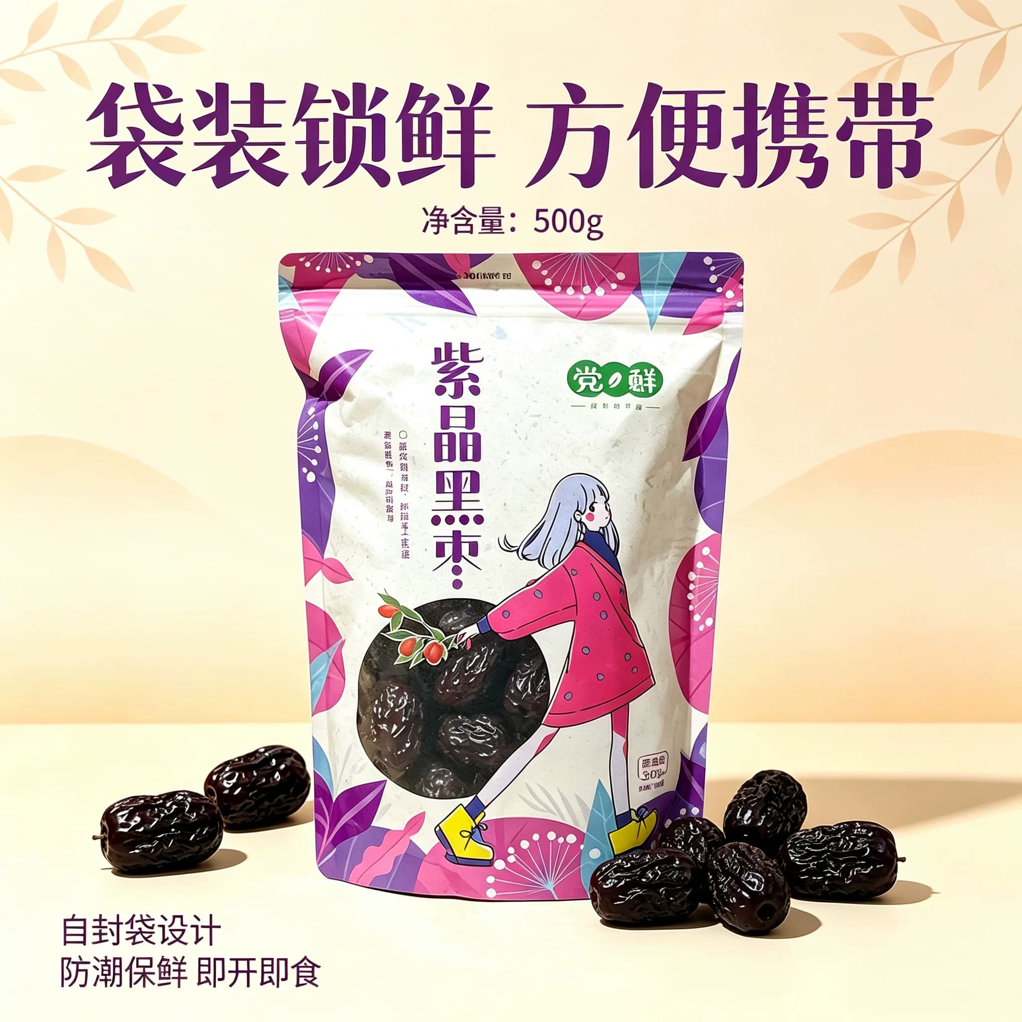 紫晶枣黑枣大颗粒大乌枣袋装500g即食干吃枣不特级非无核孕妇零食 - 缩略图5