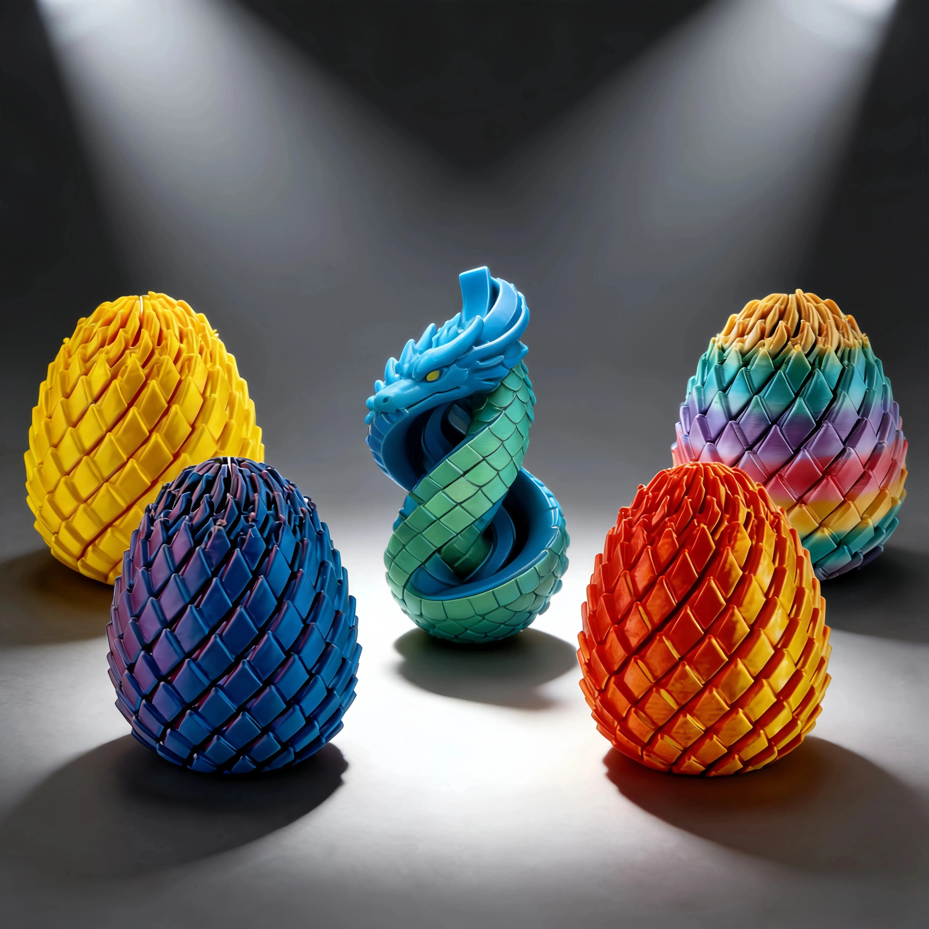 可变形3d打印史莱姆球创意扭扭手指解压新款龙蛋旋转变形模型摆件 - 缩略图4