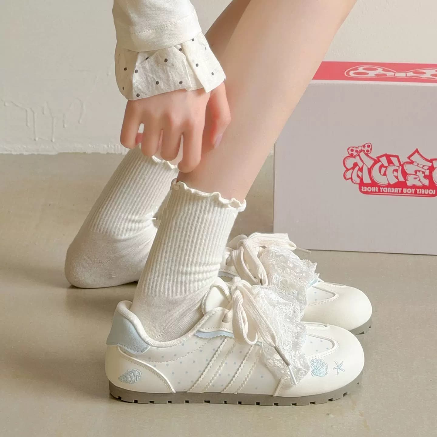 甜美风小白鞋女2026新款百搭学生德训鞋透气休闲板鞋 - 缩略图2