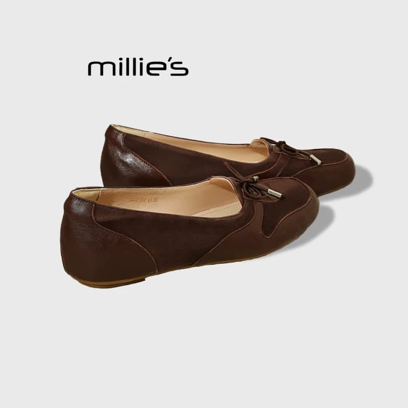 MILLIE'S/妙丽复古风系带豆豆鞋女秋季百搭一脚蹬浅口单鞋乐福鞋 - 缩略图5