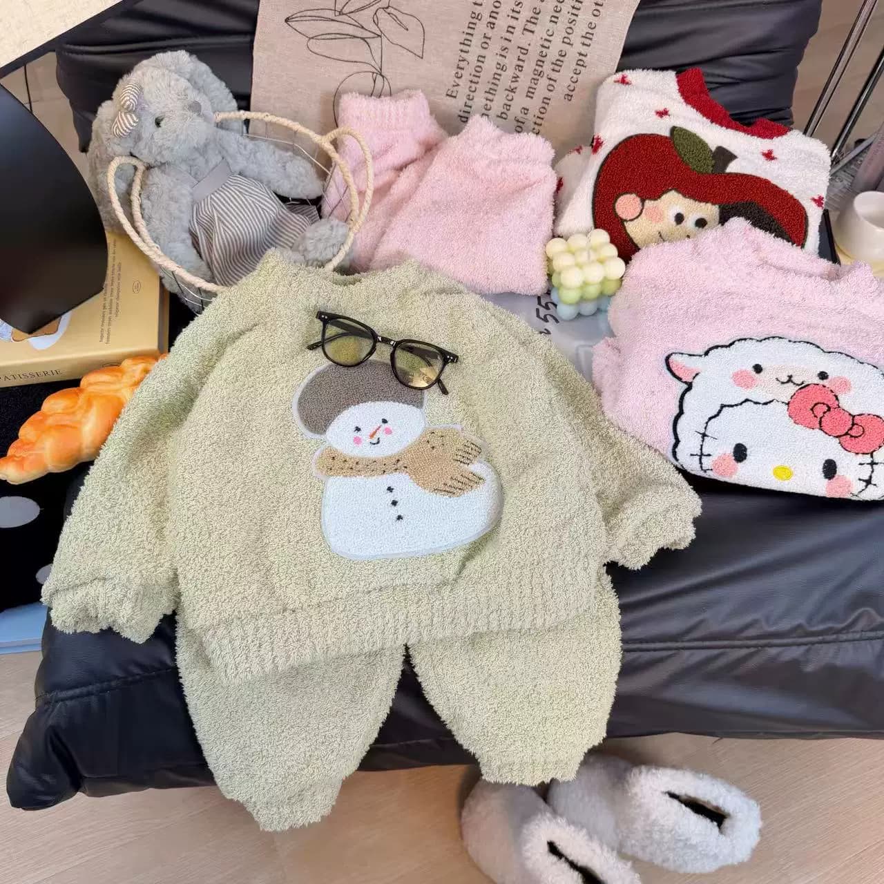 软糖星球儿童半边绒睡衣秋冬新款男童女孩保暖软糯家居服套装 - 缩略图2