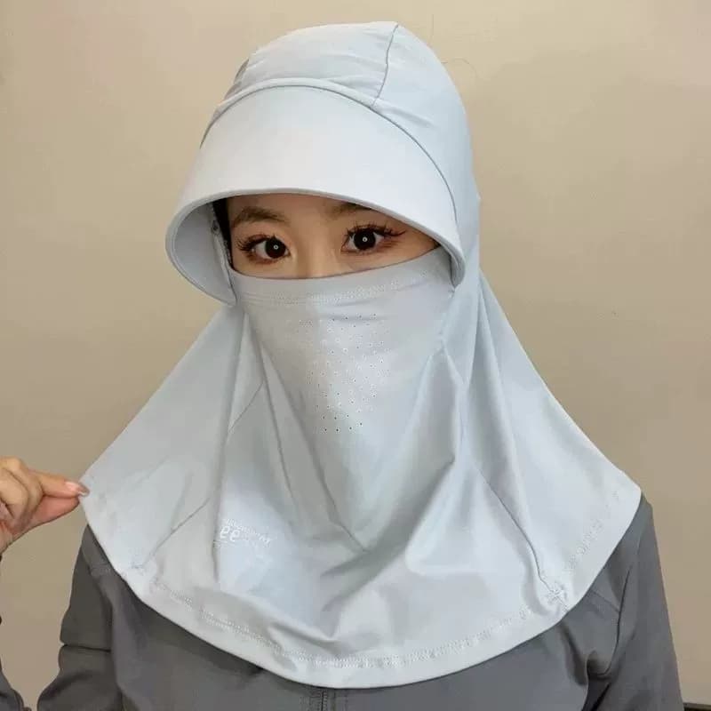 冰丝防晒帽子遮脸面罩遮阳帽夏季防紫外线骑车户外护颈防尘太阳帽 - 缩略图3