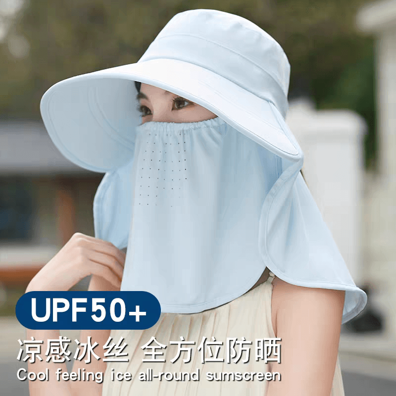 夏季冰丝防晒帽子面罩护颈一体女式太阳帽女2026新款大帽檐遮阳帽 - 缩略图3
