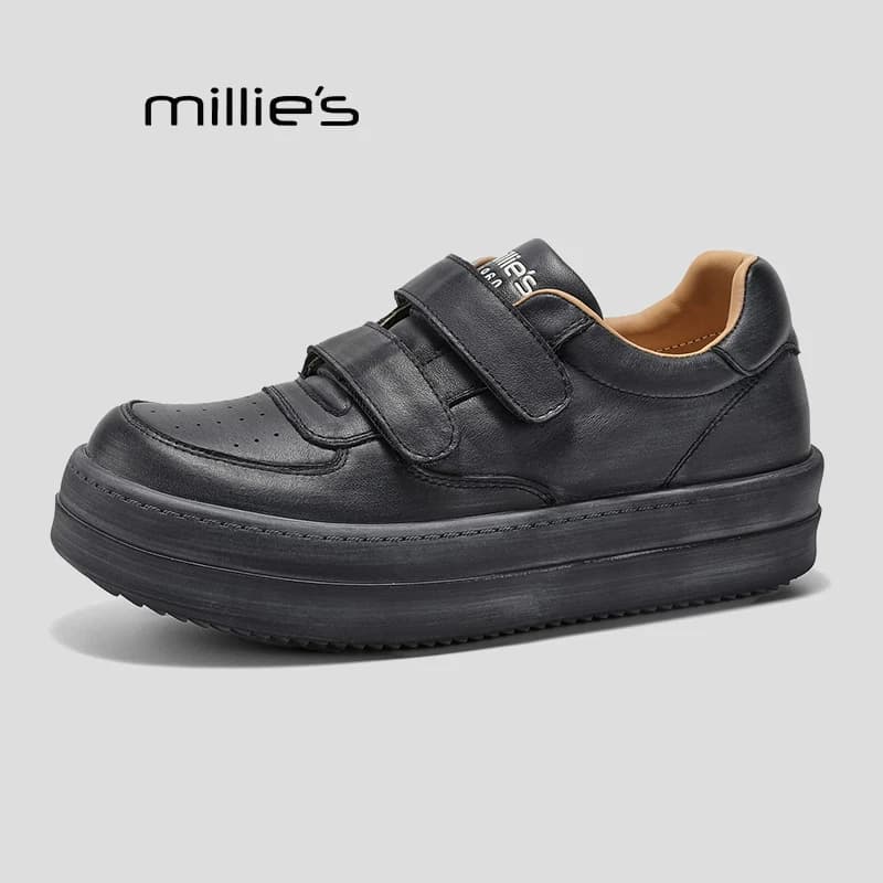 MILLIE'S/妙丽秋季真皮户外透气防滑厚底百搭休闲女士增高运动鞋P - 缩略图5