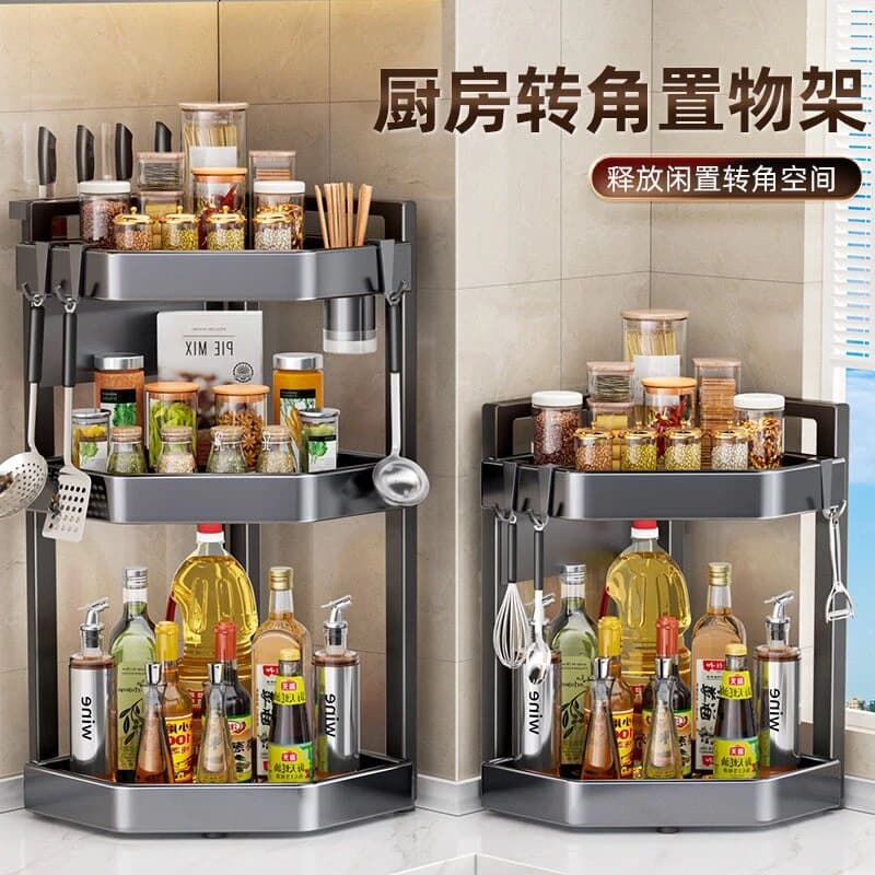 厨房置物架调料品架子多功能调味料台面灶台转角多层收纳架置物架 - 缩略图3