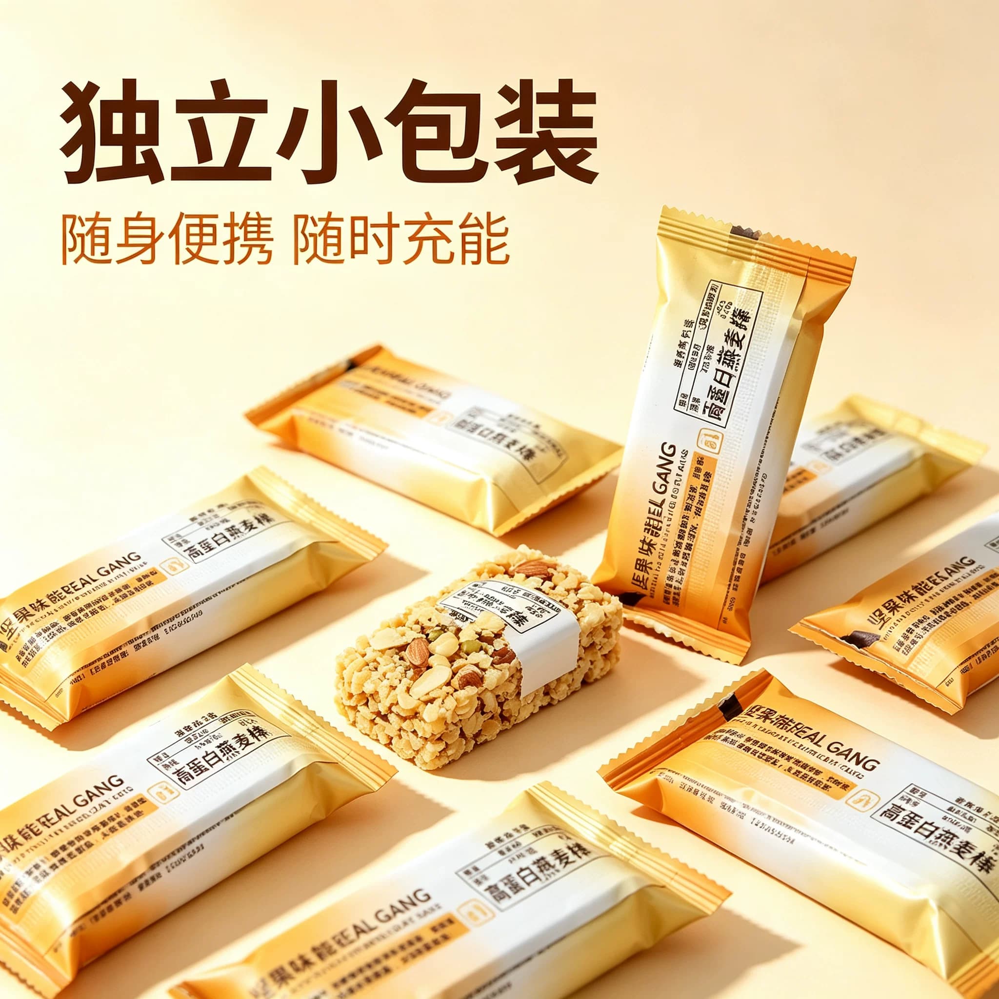 坚果味高蛋白燕麦棒独立小包装无加蔗糖饱腹零食代餐休闲小零食 - 缩略图5