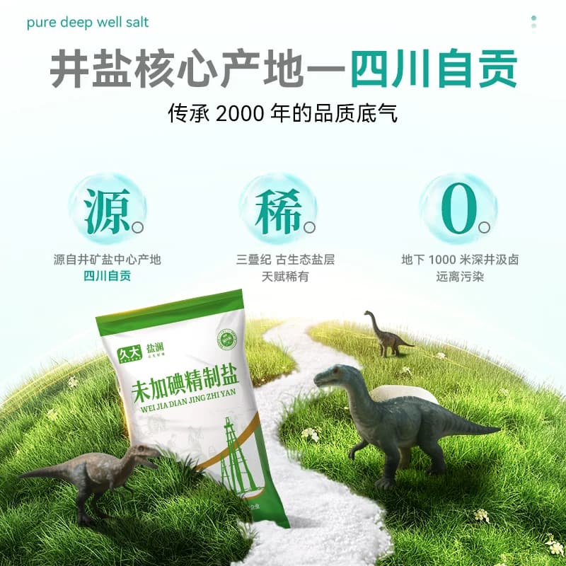 【店铺爆款推荐】久大自贡井盐未加碘/加碘精纯食用盐400g家用盐 - 缩略图2