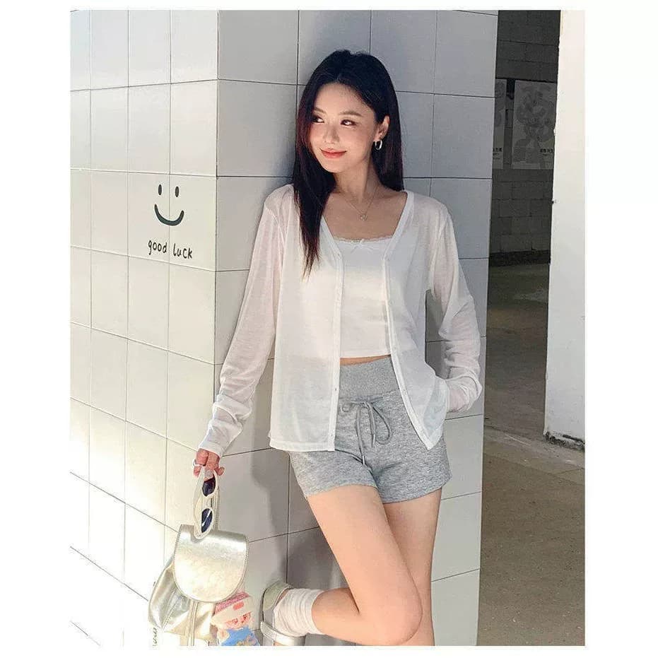 莱赛尔天丝开衫新款女冰丝条纹针织外套外搭上衣qyg - 缩略图2