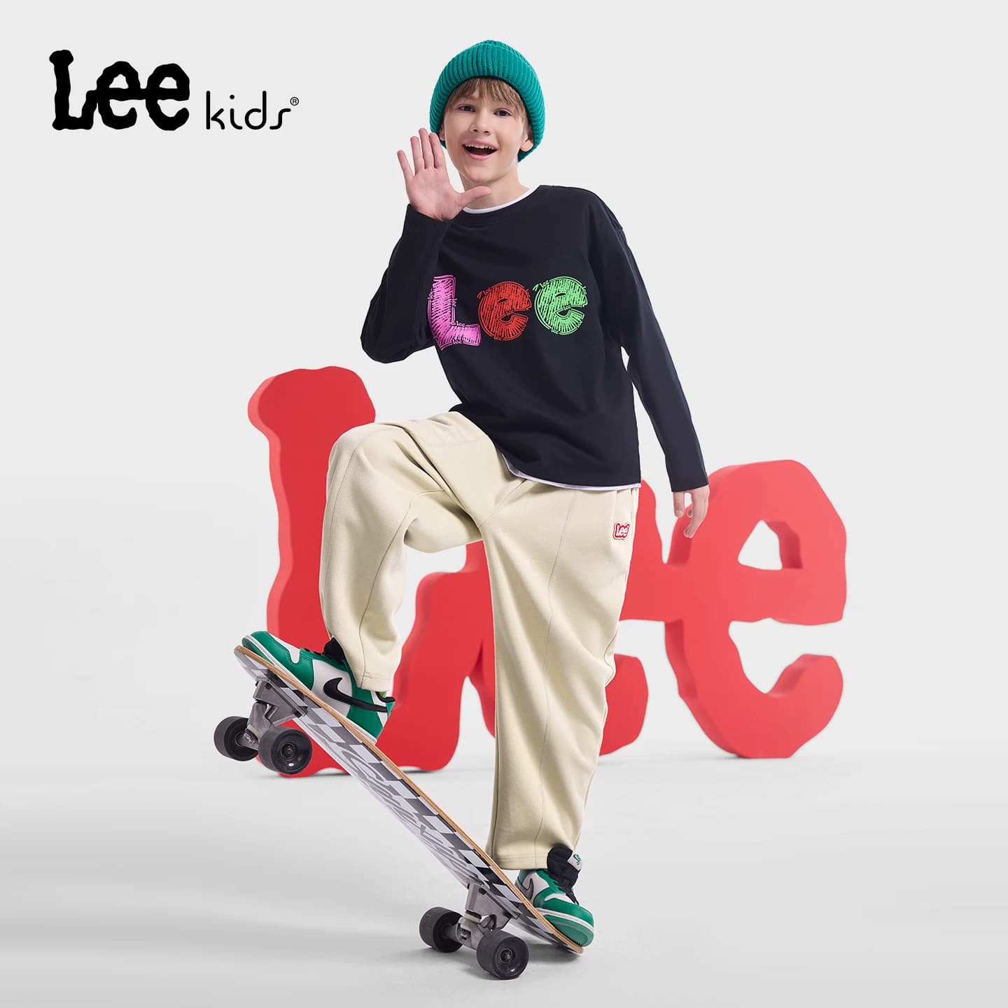 Lee kids儿童官方正品秋冬儿童针织长裤男女时尚百搭休闲运动长裤 - 缩略图4