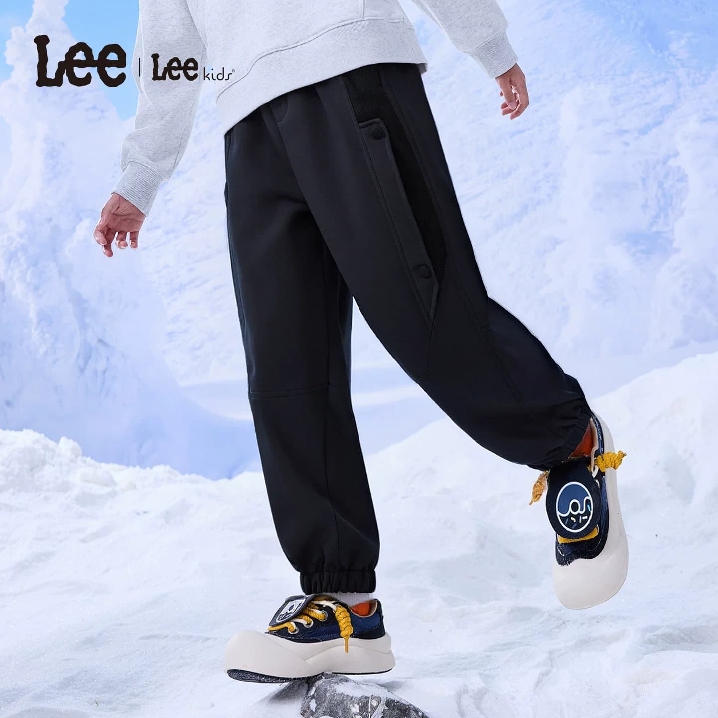 Lee kids童装户外加绒加厚运动裤新款学院风休闲百搭软壳束脚长裤 - 缩略图4